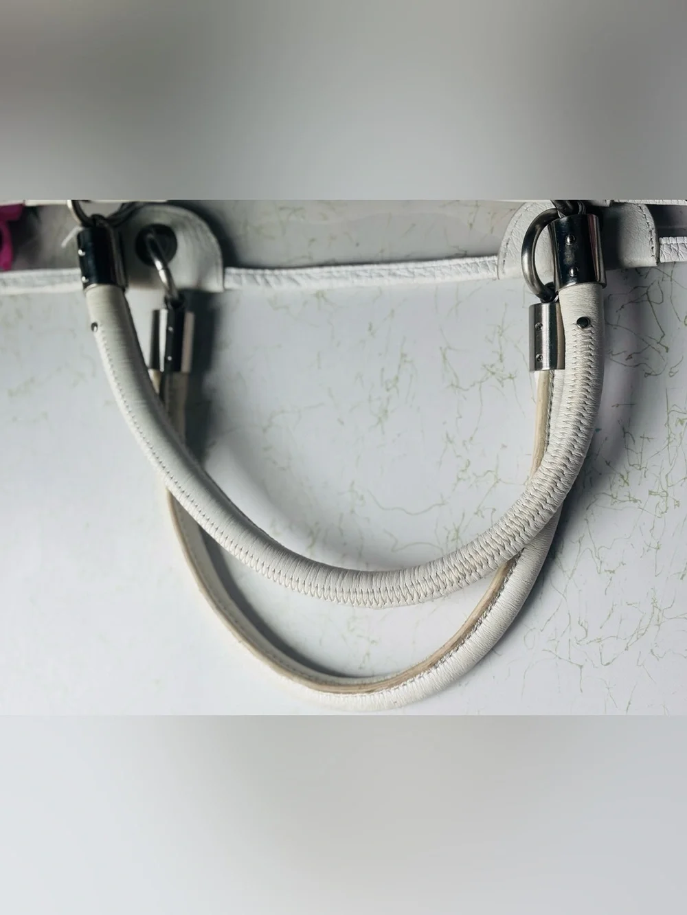 Vintage Y2K Clear Floral Polyvinyl Tote with Leather Handles by Laundry Shelli S